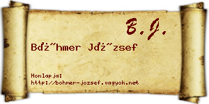 Böhmer József névjegykártya